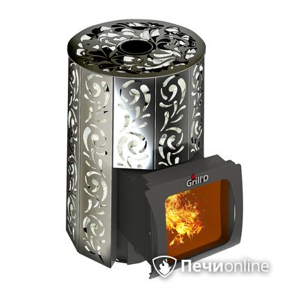 Дровяная печь-каменка GrillD Violet window short Max Жадеит 80 в Пензе