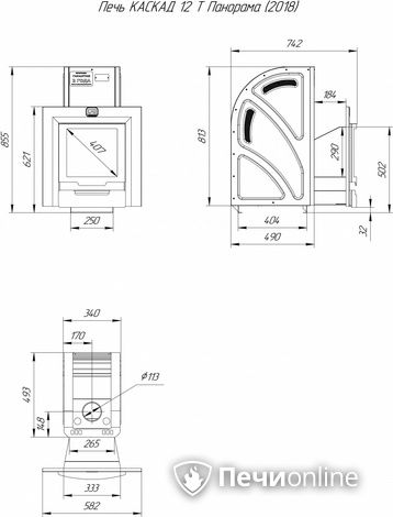 Дровяная банная печь Теплодар Каскад-12 Т Панорама (2018) в Пензе