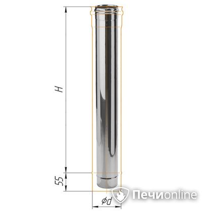 Дымоход Феррум Дымоход нержавейка 08 d-115 L=1м в Пензе