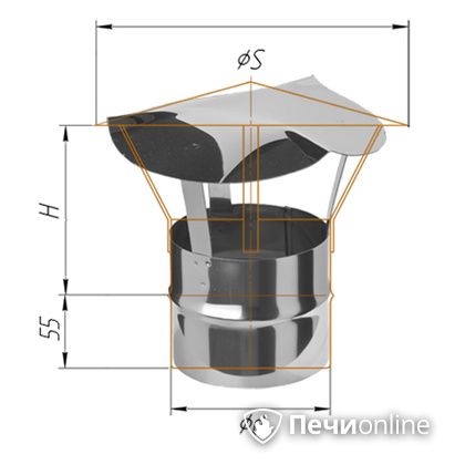 Дымоход Феррум Зонт нержавеющий 0.5 d-150 по воде в Пензе