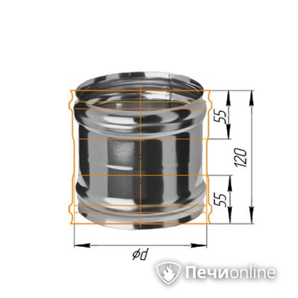 Дымоход Феррум Адаптер ММ для печи нержавеющий 08 d-120 в Пензе