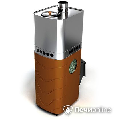 Дровяная банная печь TMF Бирюса 2013 Carbon терракота с закрытой каменкой в Пензе