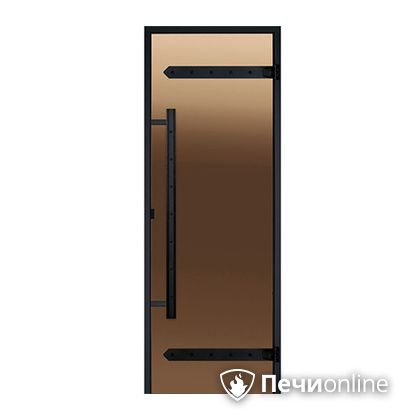 Дверь для бани Harvia Стеклянная дверь для сауны LEGEND 7/19 черная коробка сосна бронза  D71901МL в Пензе