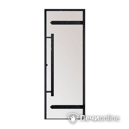 Дверь для бани Harvia Стеклянная дверь для сауны LEGEND 7/19 черная коробка сосна сатин D71905МL в Пензе